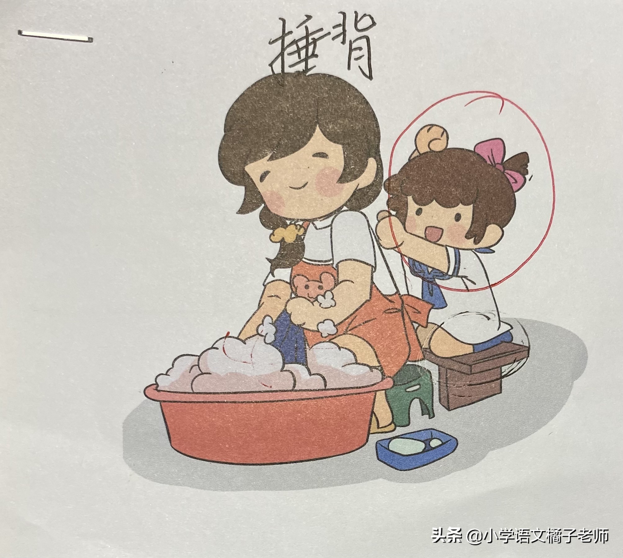 捶背看图写话一年级(给爸爸捶背看图写话一年级)