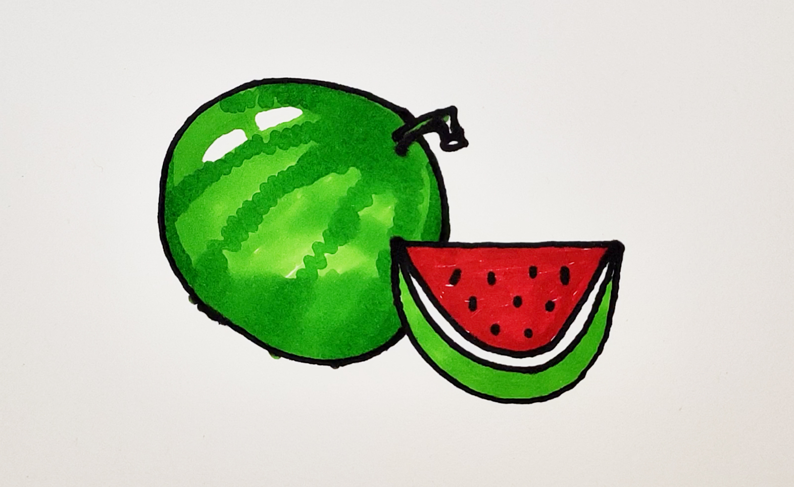 简单几步,轻松画出可口"西瓜"