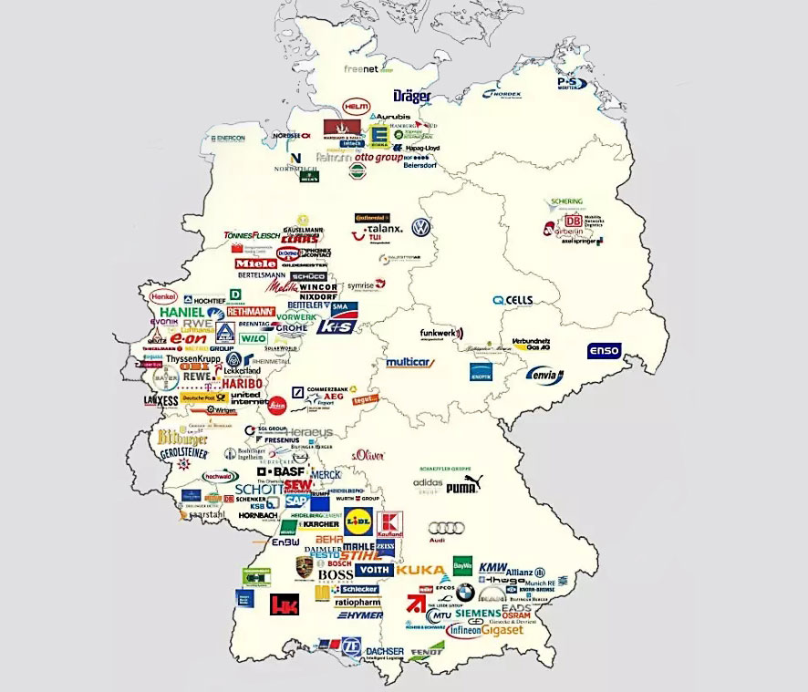 德国家族品牌地图《财富》世界500强排行榜是衡量全球大型公司的著名