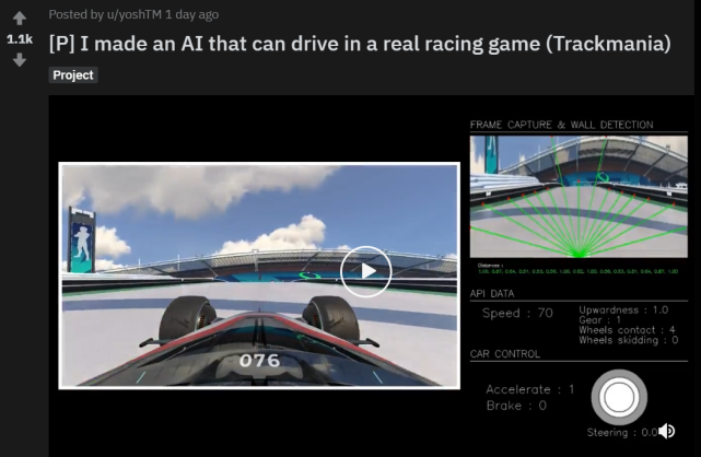 跑赛车的游戏(赛车游戏玩腻了，我训练个AI自己跑《赛道狂飙》)