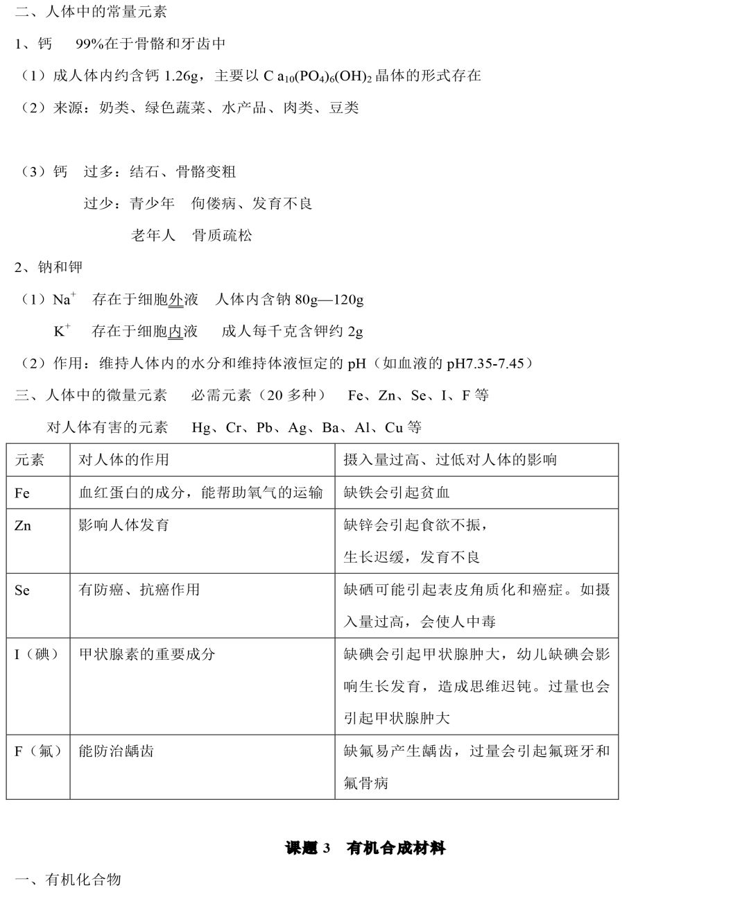 铜在空气中加热（中考化学知识点归纳和易错总结）