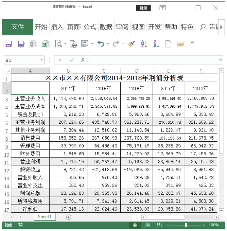 Excel表格单元格添加斜线表头的简单方法