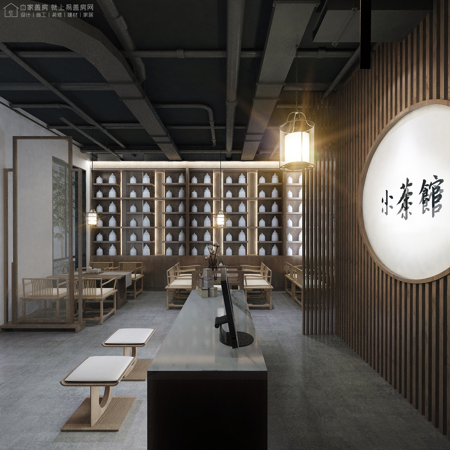 太惊艳，古风古韵，北京中关村新中式茶室室内设计和室内装修