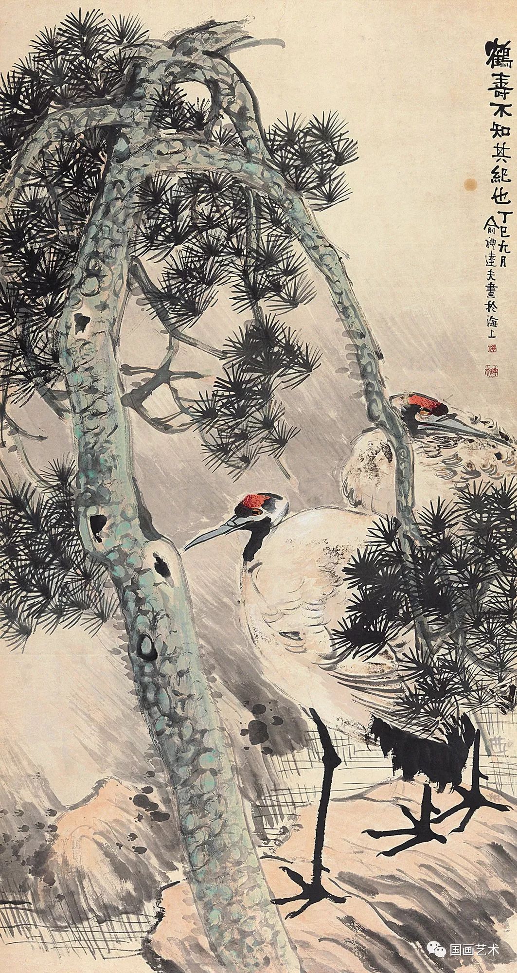 松鹤图作品大全(集各大名家笔下的经典作品松鹤图)