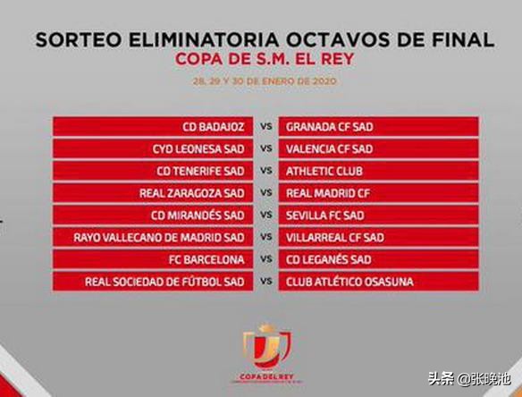 西班牙国王杯1/8决赛对阵确定！皇马VS萨拉戈萨，巴萨PK莱加内斯
