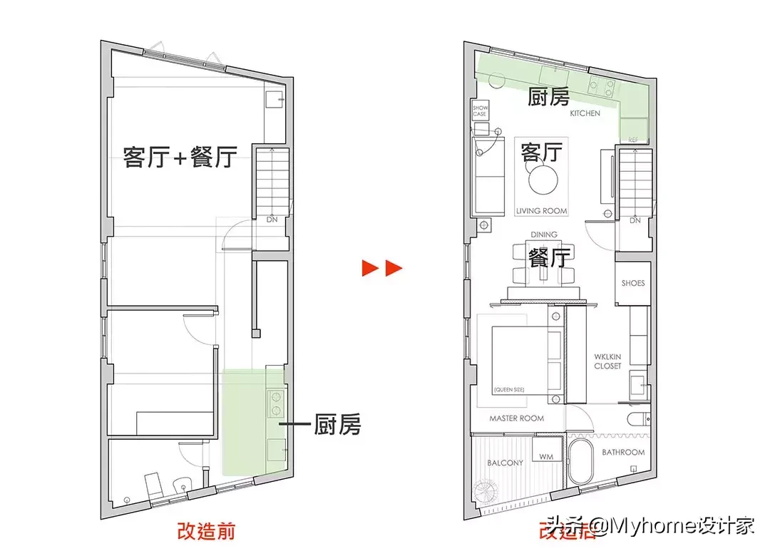 户型差能住吗?平面图拿来改!破解无用长走道,还多5倍大更衣室