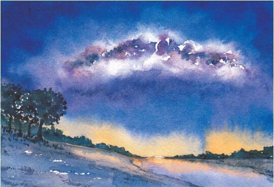 银河奥特曼怎么画(超简单的水彩手绘梦幻星空画法)