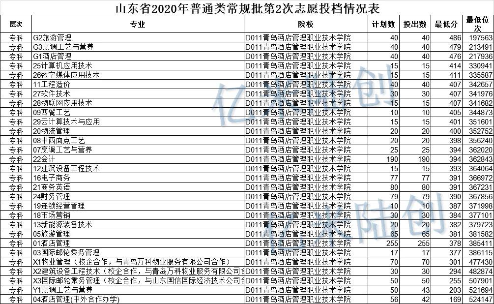 職業技術學院校址:山東省青島市黃島區科教二路316號山東省2020年普通