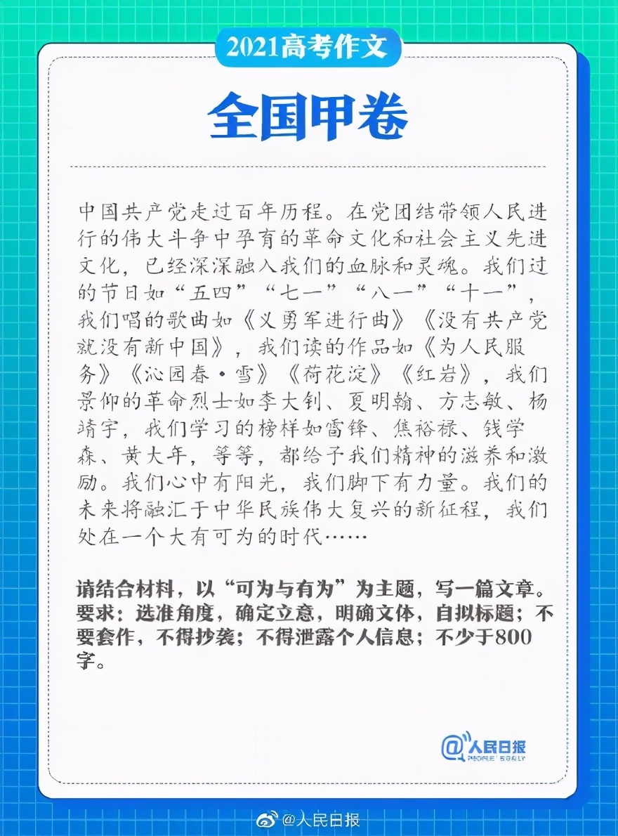 21全国各地高考作文出炉！你觉得今年的高考作文题目难吗？