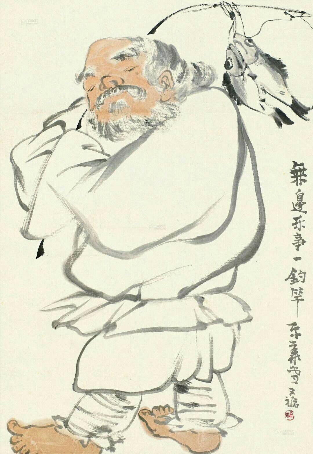 蓑风笠雨舟一叶,垂竿即忘千古愁.钓鱼翁2欲问仙踪何处觅?