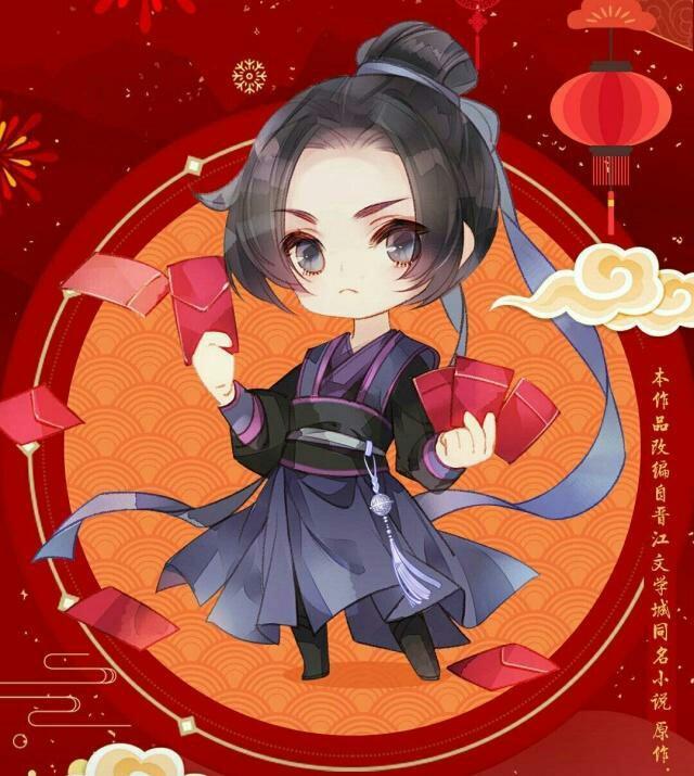 《魔道祖师》红色系q版同人图,师姐拿着莲藕汤,聂导拿着烟花!