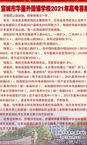 宣城市12所高中2021年高考喜报（宣州、广德、宁国、泾县、郎溪）