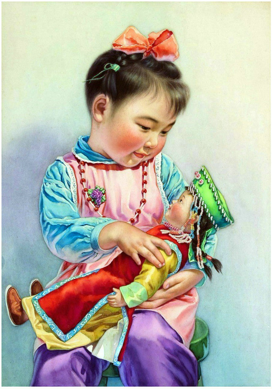 张大昕的年画中可爱娃娃的原型是自己的两个女儿