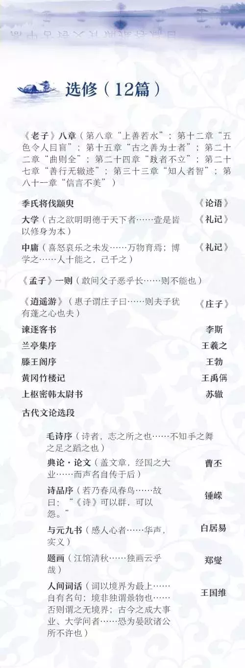 2019新高一新教材——语文72篇背诵篇目，抢先学