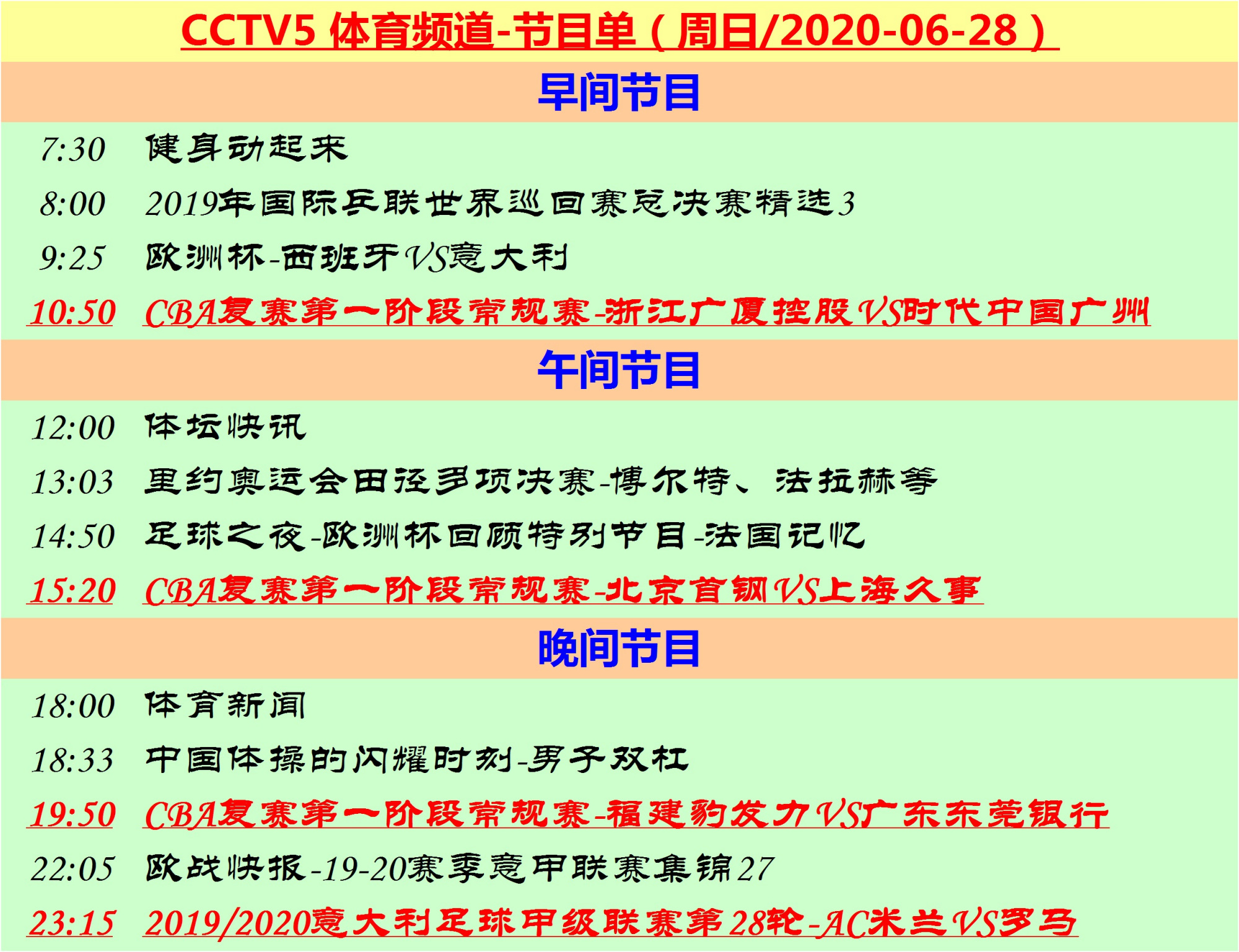 哪里能看到cba直播回放(周日央视看点：直播CBA五场篮球和意甲一场足球，录播一场冰球)