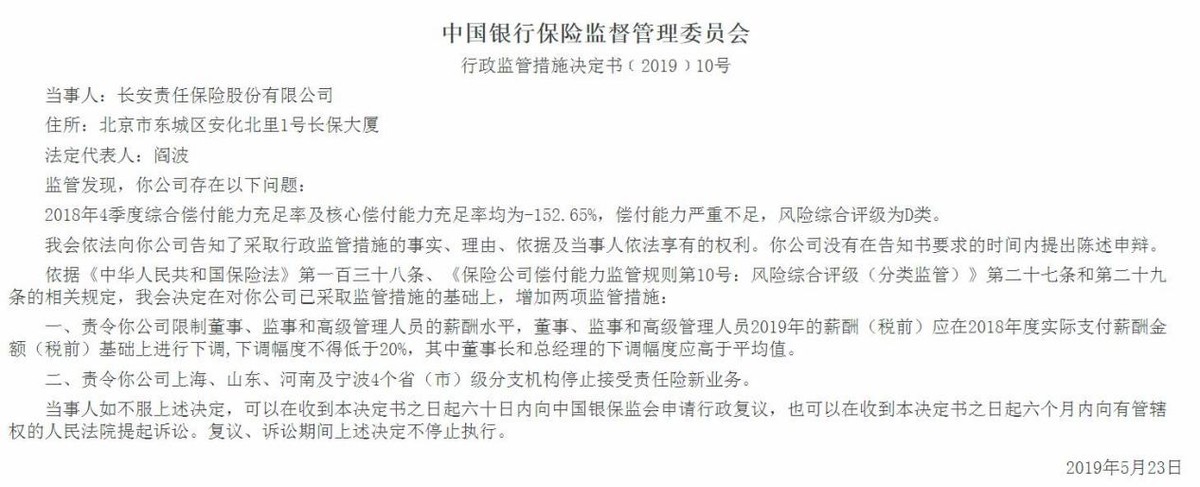 偿付能力下降且增资计划仍未落地，长安保险风控仍需加强