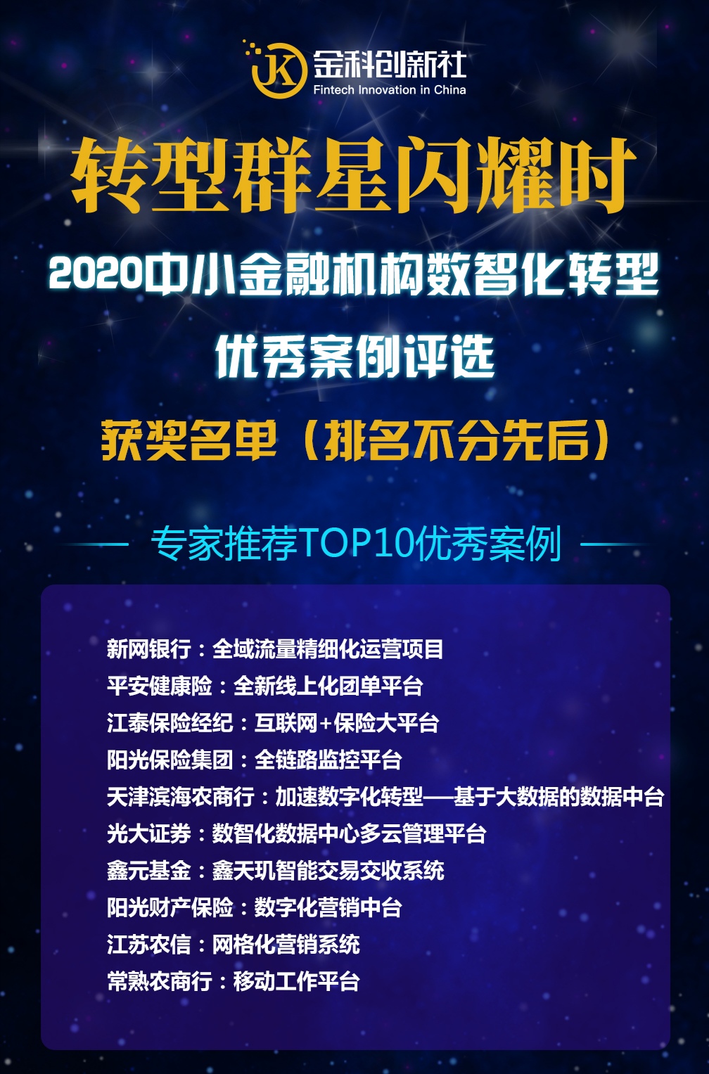 “2020中小金融机构数智化转型优秀案例评选”榜单发布