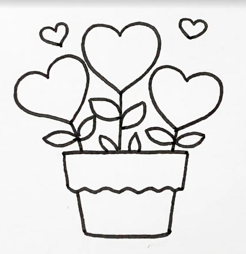 万能花篮贺卡简笔画,一学就会,赶快来试试吧