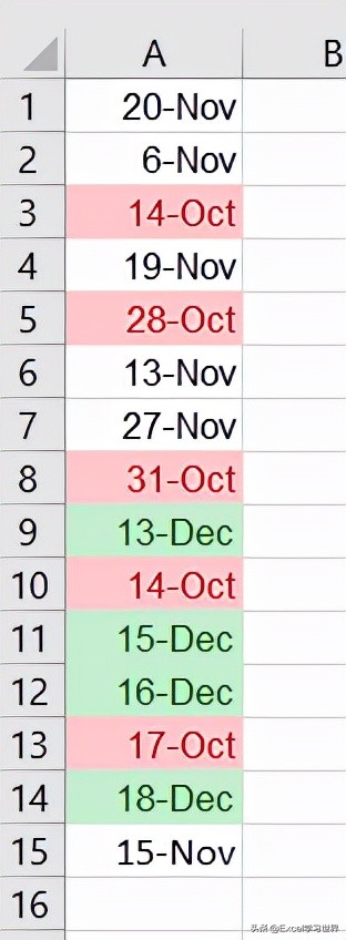 Excel 中那么多未排序的日期，如何自动标出下个月的所有日期？