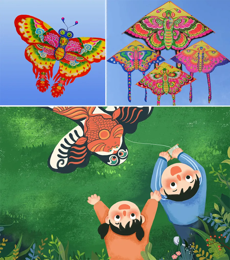 小孩放风筝的简笔画(儿童画教程图案设计与色彩搭配)