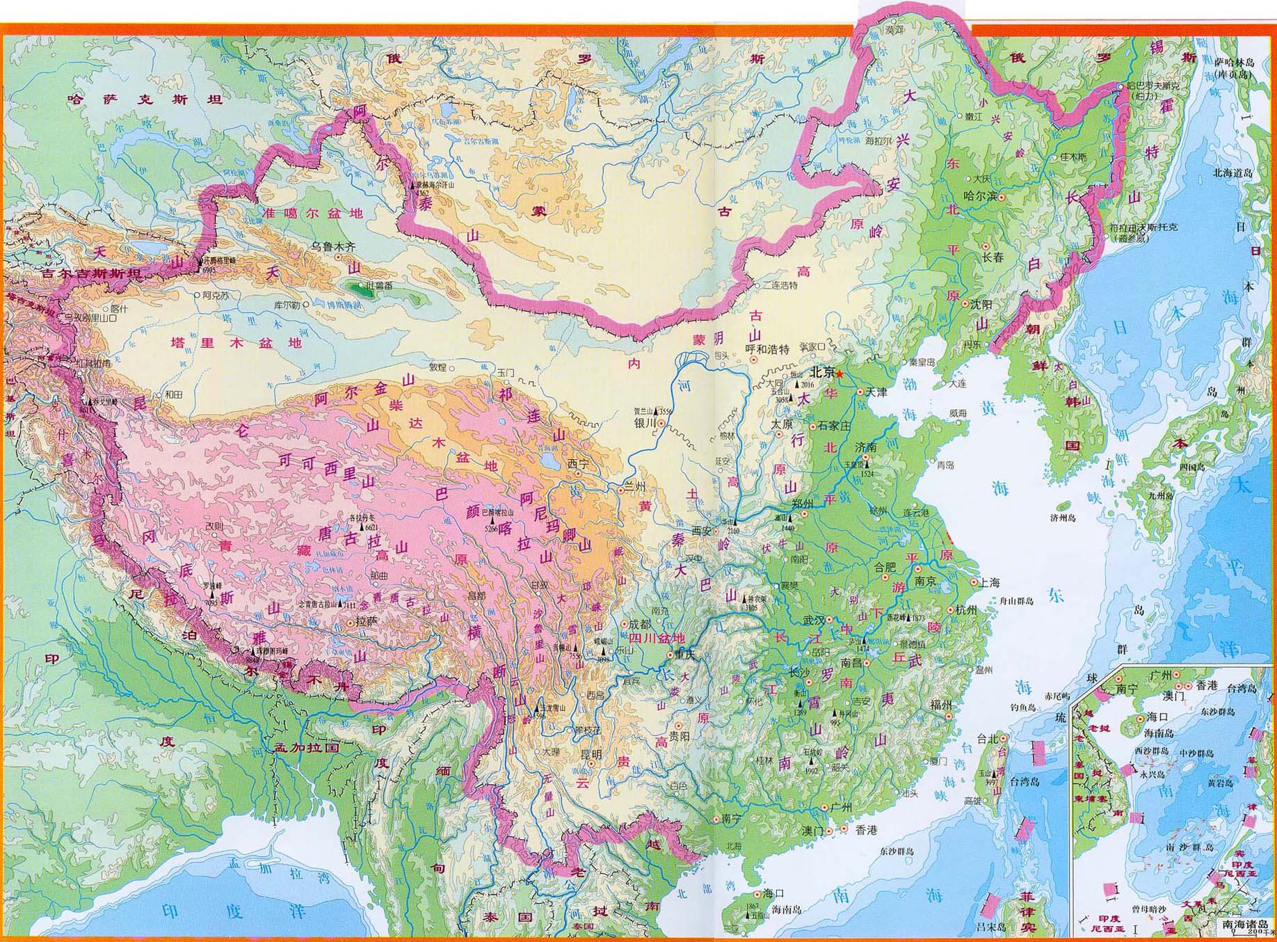 中国超清地形图 放大图片