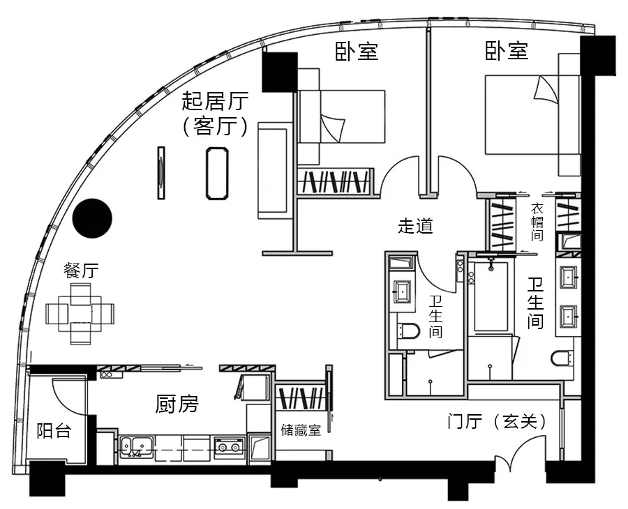 北京90后大拆110㎡扇形屋，热闹三里屯的静谧个人宅