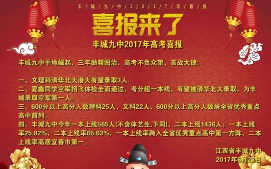 丰城九中2019高考二本上线近2000人