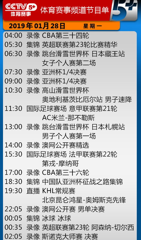 天下足球播出时间2019（央视今日节目单 CCTV5直播天下足球+2019亚洲杯半决赛日本VS伊朗）