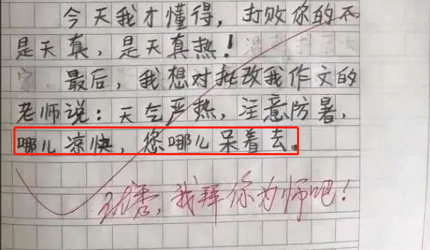 小学生作文《热死了》走红，满满都是梗，老师哭笑不得：没法教了