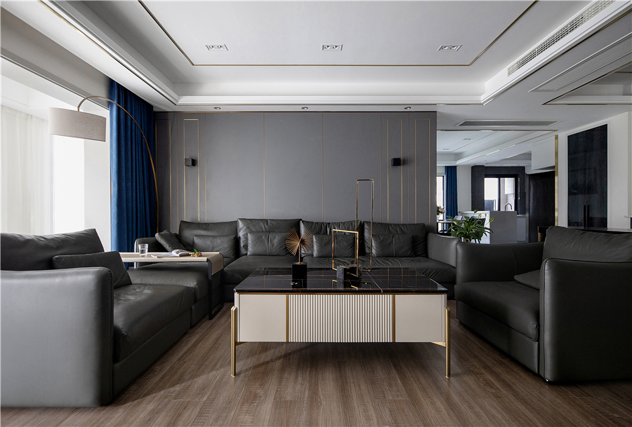 200㎡现代风设计，开放式厨房+餐厅+吧台，轻松自然的生活