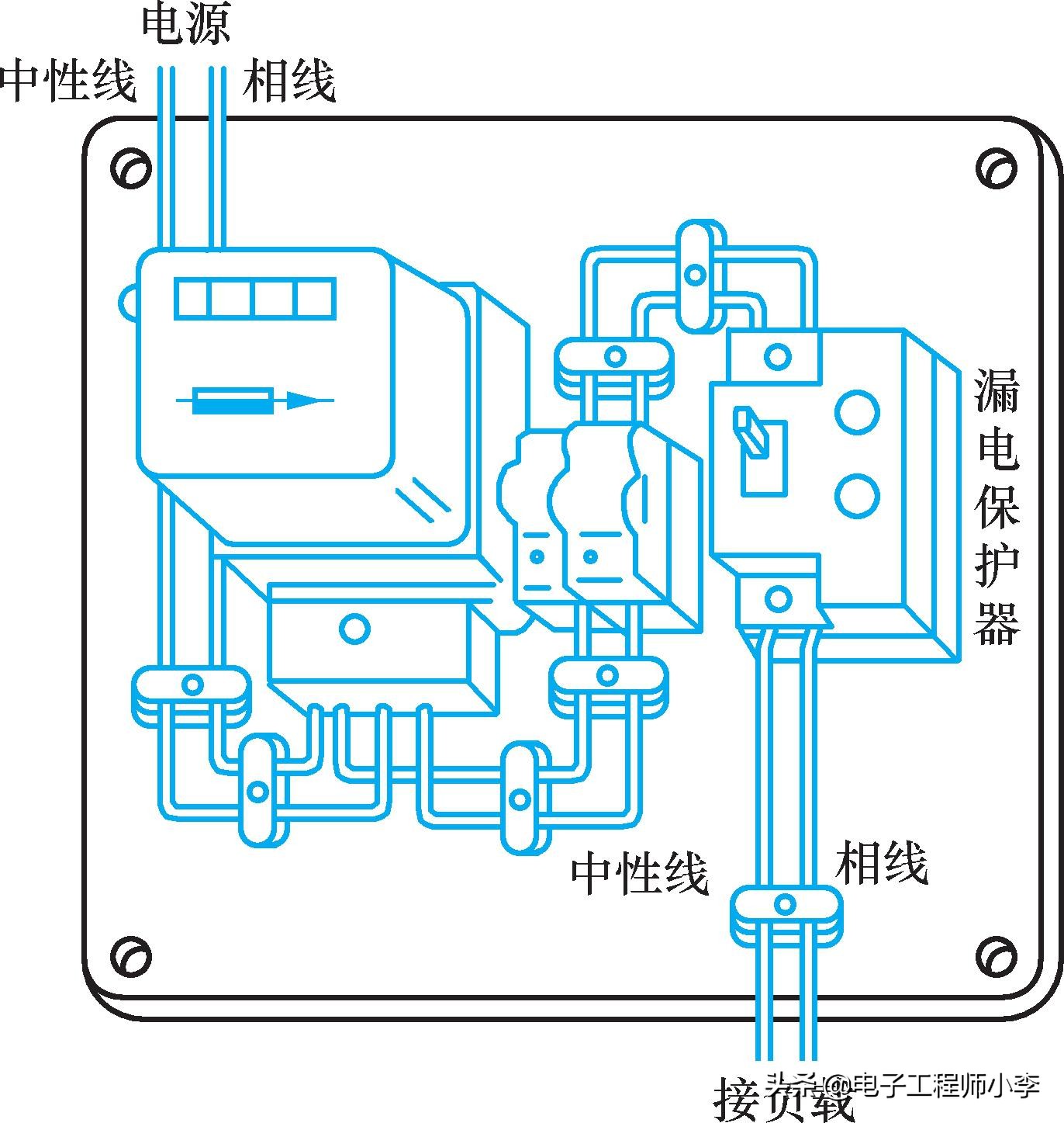 多个漏电保护器接线图图片