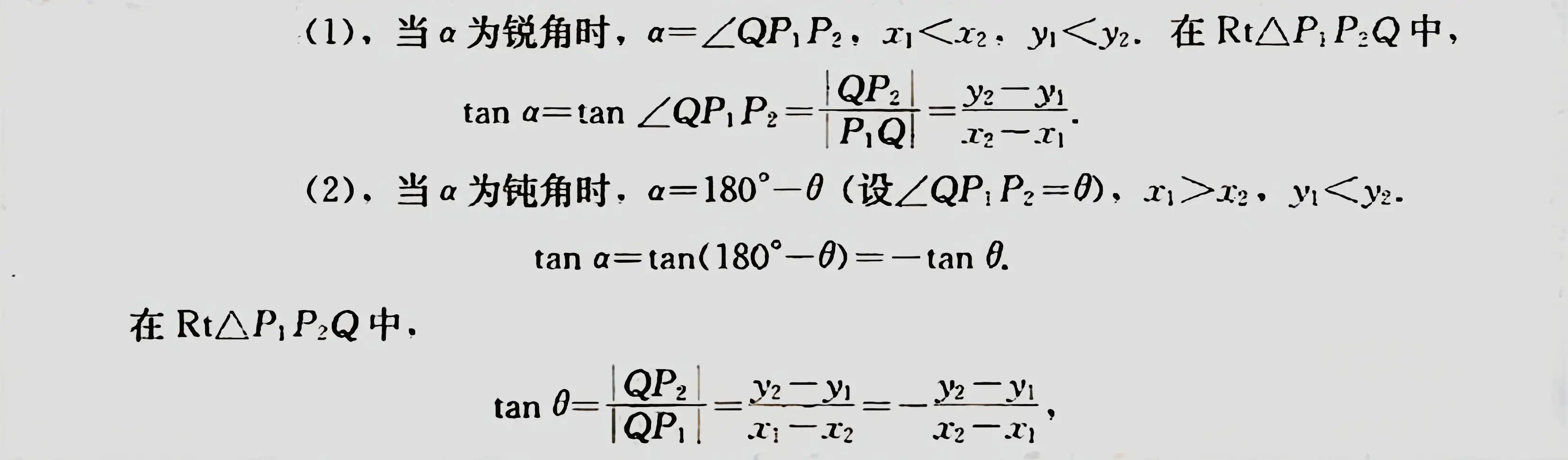 数学笔记 : 直线的斜率和两直线平行与垂直的判定