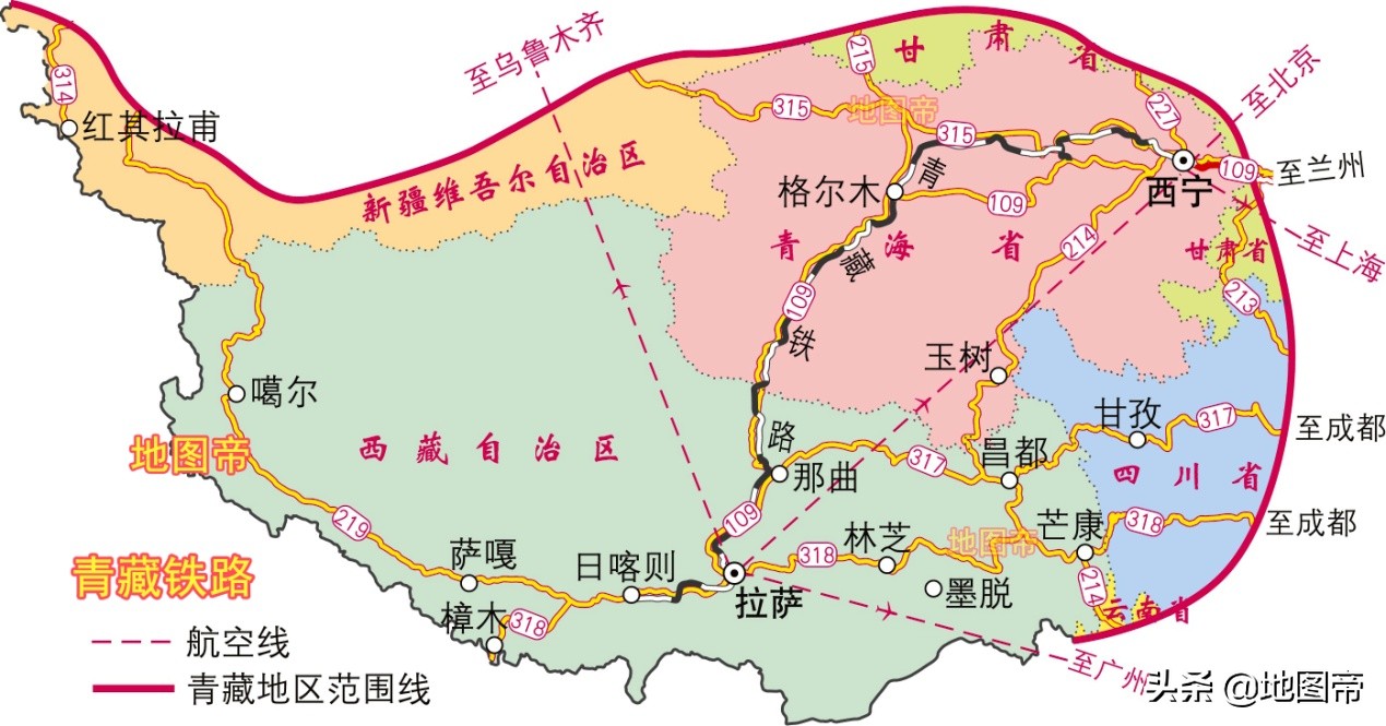 青藏铁路地图 青藏铁路图片线路图-甘溪百科网