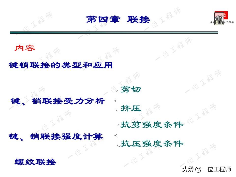 紧固件连接，受力分析和强度计算，32页内容介绍紧固件连接