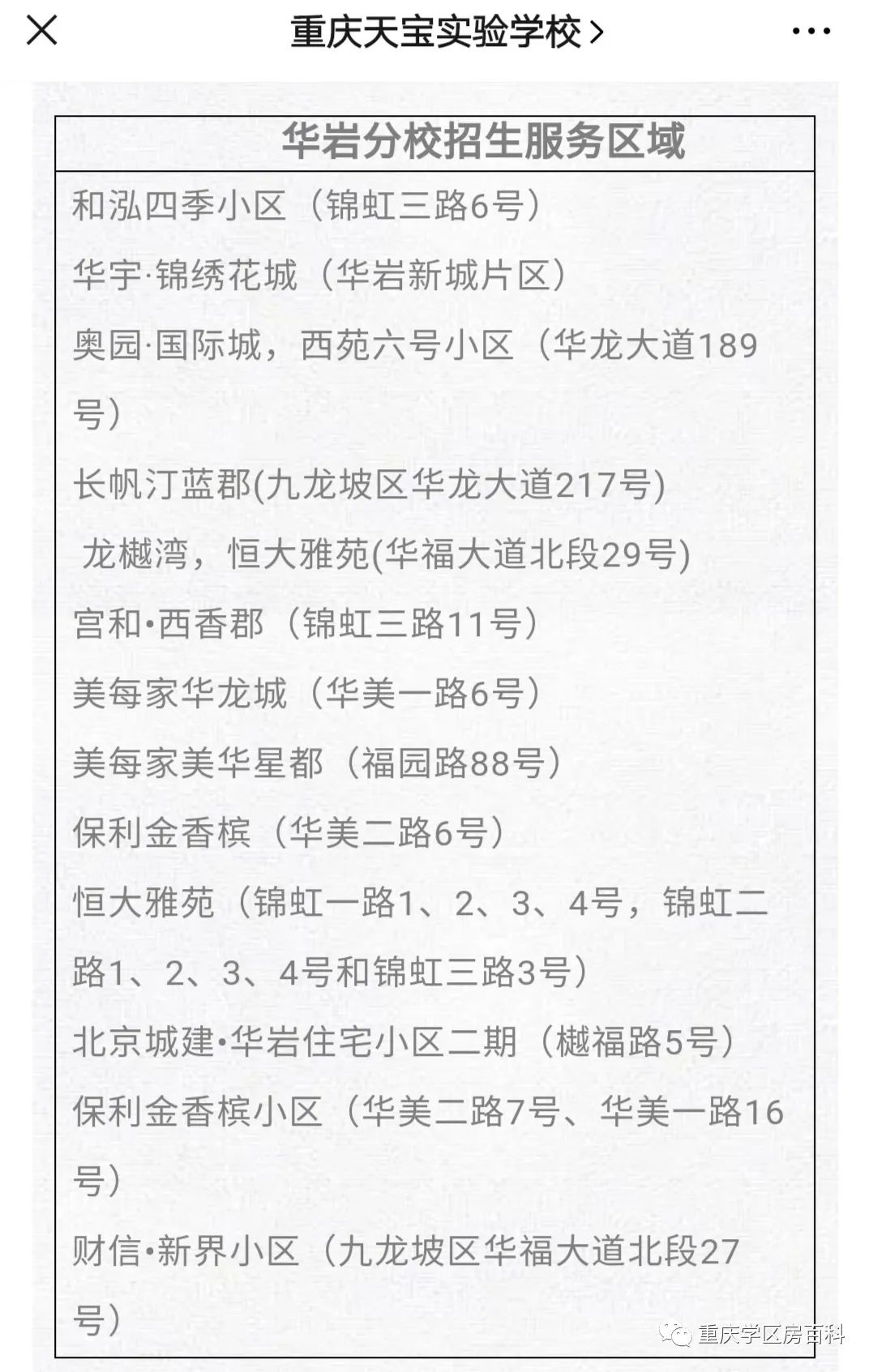 九龙坡17所小学2020年划片范围