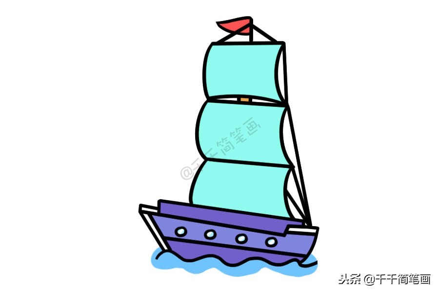 轮船简笔画(船的简笔画大全:小舟,轮船,帆船,游轮~值得收藏!
