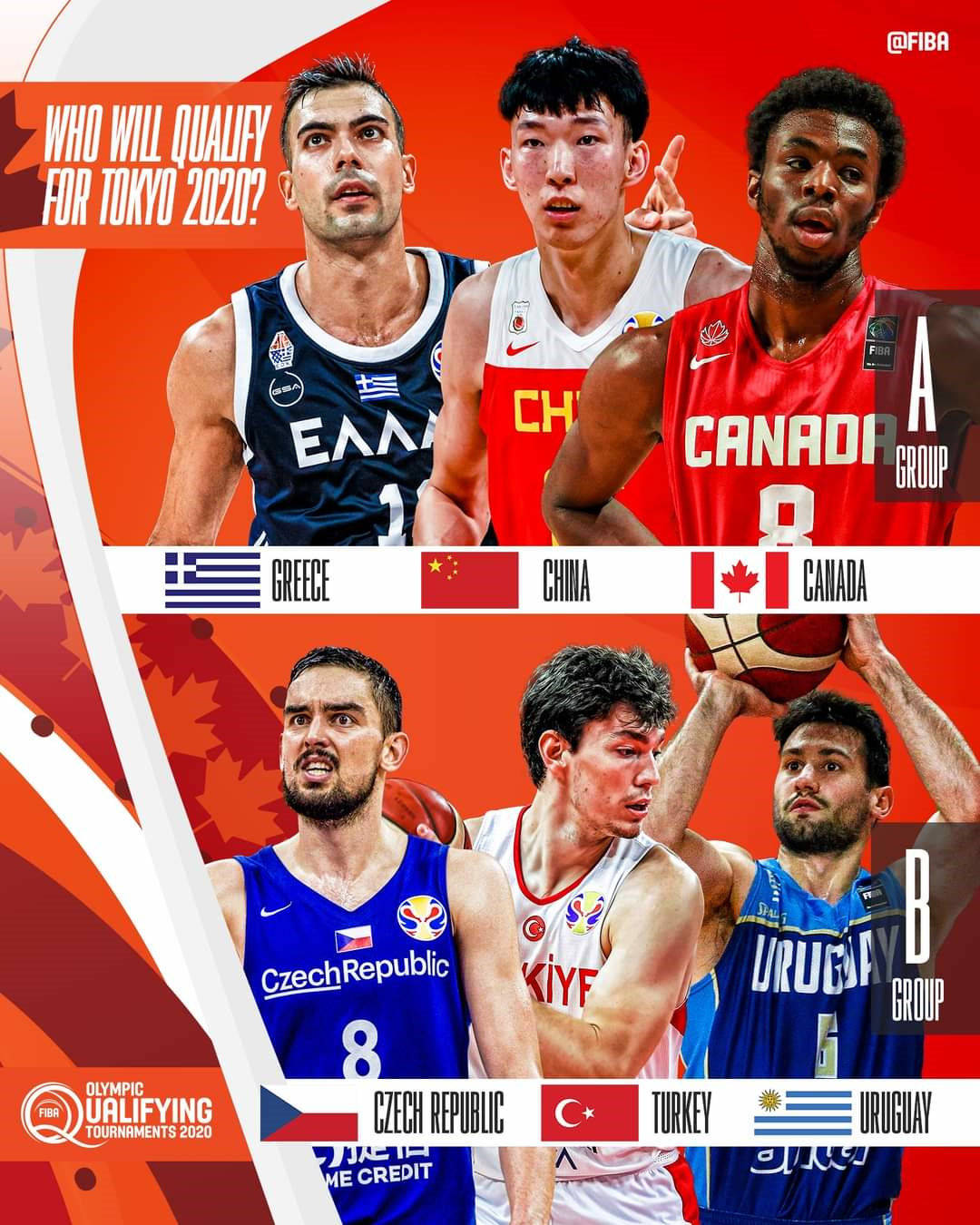 FIBA世界杯海报(FIBA发布落选赛加拿大赛区海报：周琦成中国男篮代表)