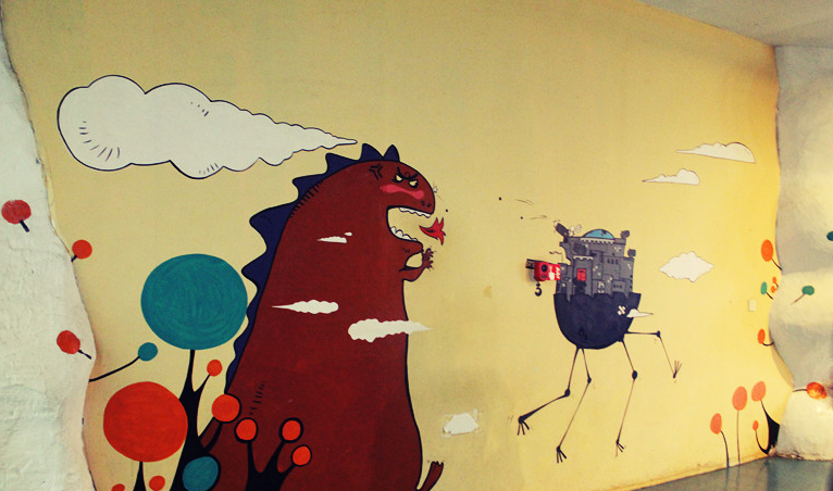 办公室设计效果图手绘(北京手绘墙丨办公室怎么装修好？试试办公室墙绘，没画的老板抓紧)