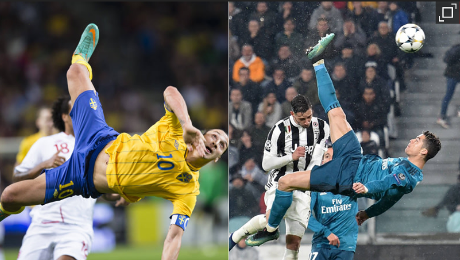 倒钩进球之后背景:伊布曾经代表瑞典在2012年11月与英格兰的比赛中有