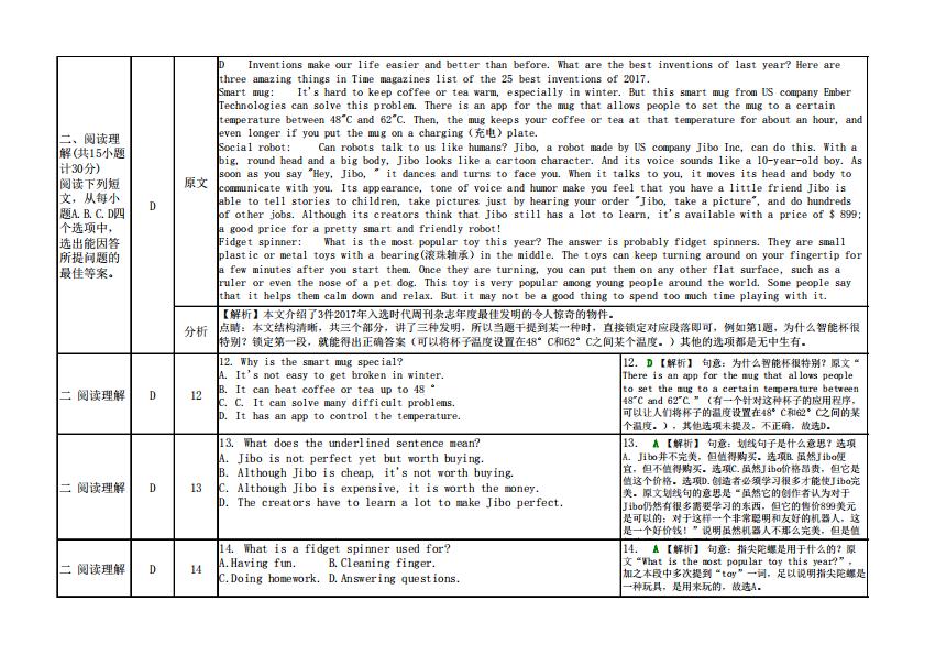 历年中考英语真题原题与答案、考点分析（含听力）