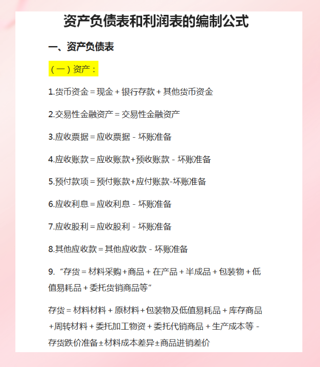 新手会计入门必学！资产负债表和利润表的编制公式汇总，快来瞅瞅