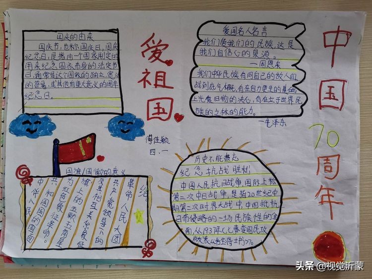 童心向党 热爱祖国 临沂九曲小学2016级1班手抄报展评