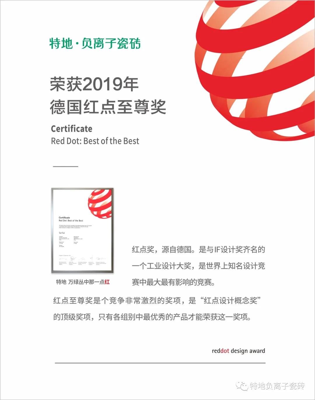 十四年負離子專利品牌|特地斬獲“年度功能性瓷磚（金獎）”