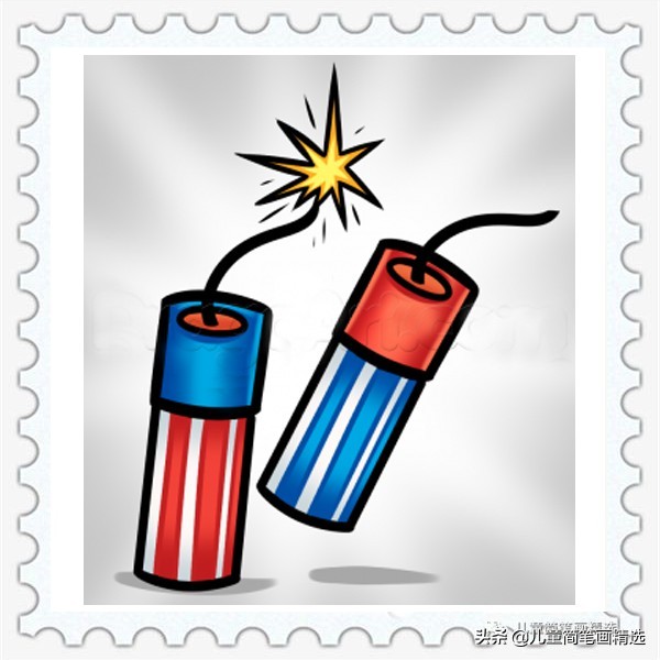 鞭炮简笔画(儿童简笔画精选-爆竹(firecracker)的绘画步骤)