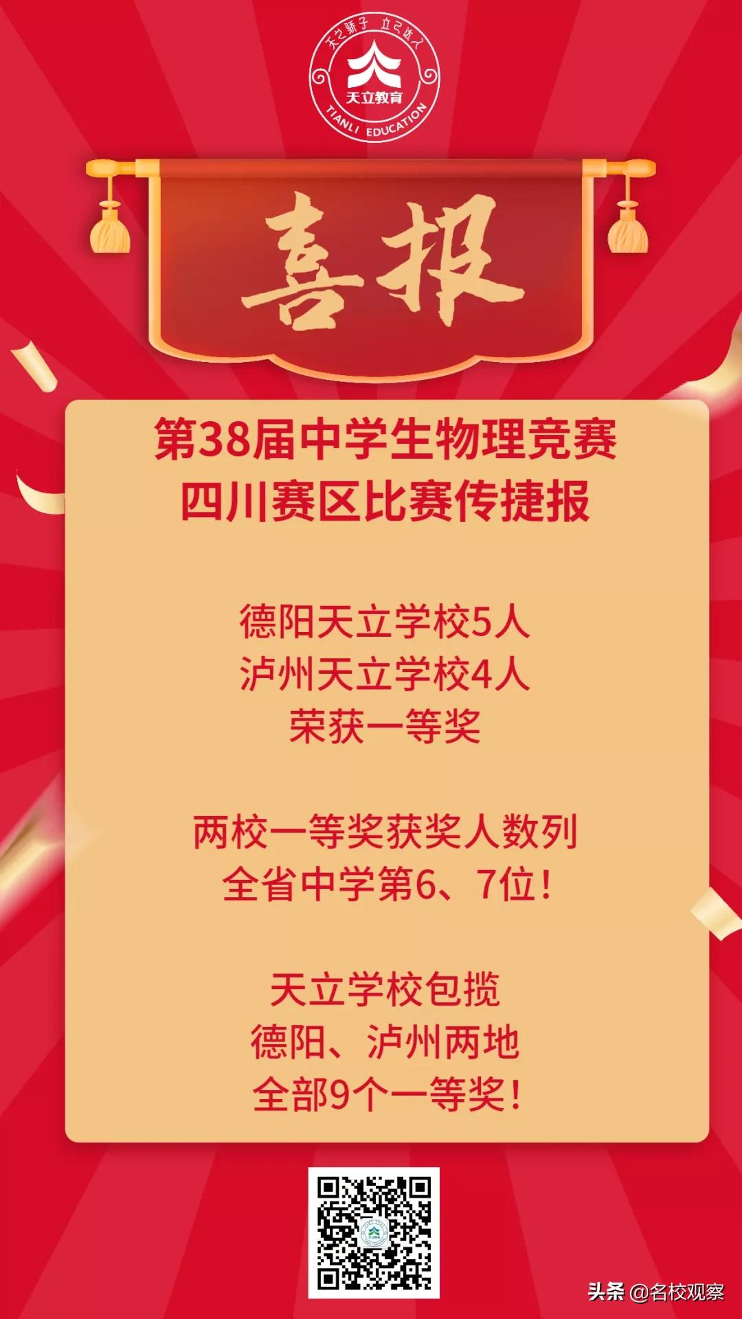 全省中学前10占2！第38届中学生物理竞赛天立学校再创佳绩