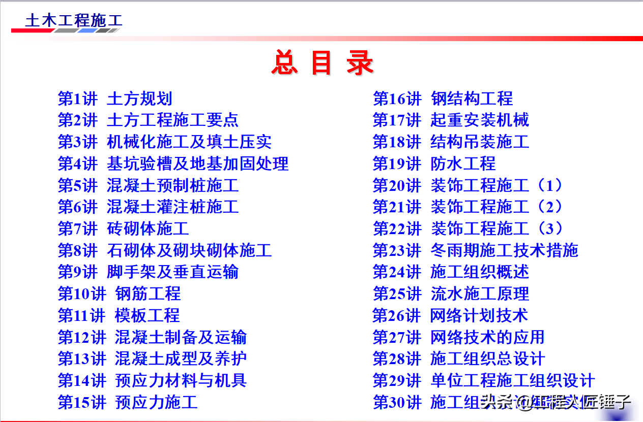 土木工程房建施工培训课程30讲，高级工程师编制，施工人员必看