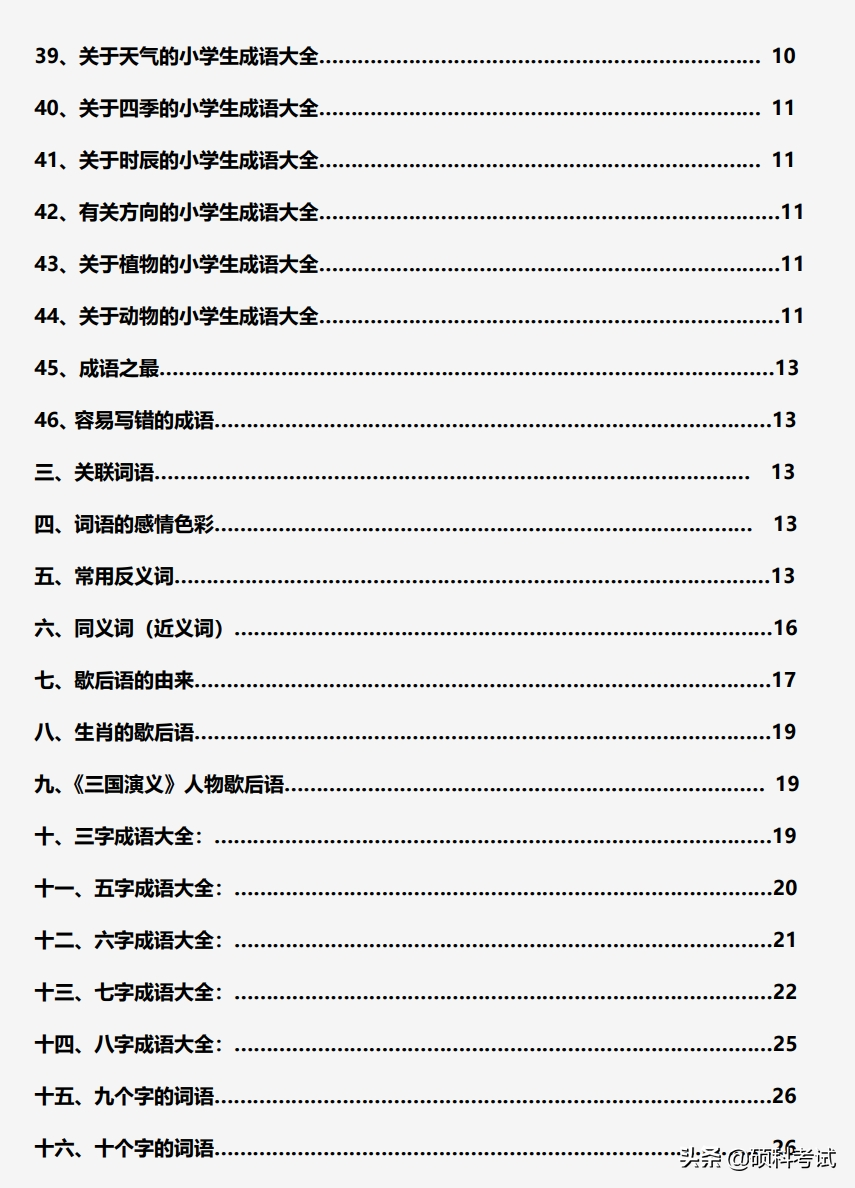 小学语文基础知识，古诗、成语、近反义词、名句、谚语、歇后语