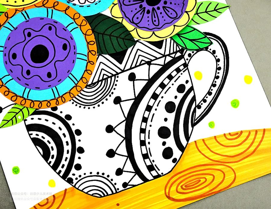 儿童画教程|创意线描课程参考《色块与线条的浪漫邂逅》