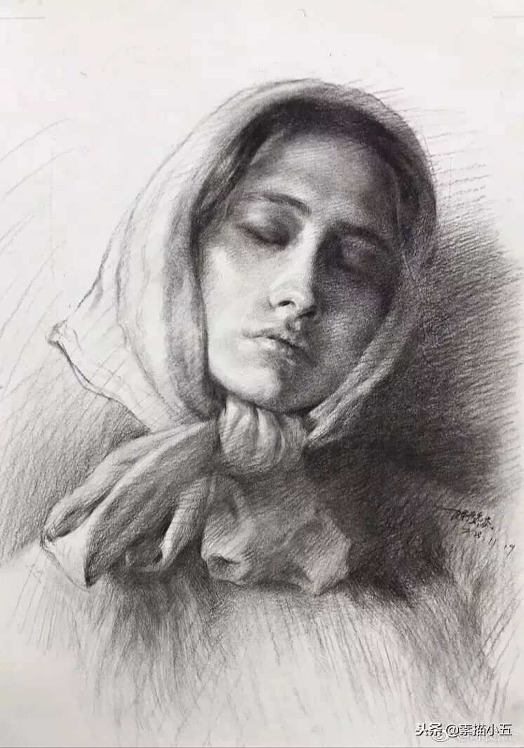 美女素描,光感及质感的处理,效果太强憾了!完全可以pk美颜相机