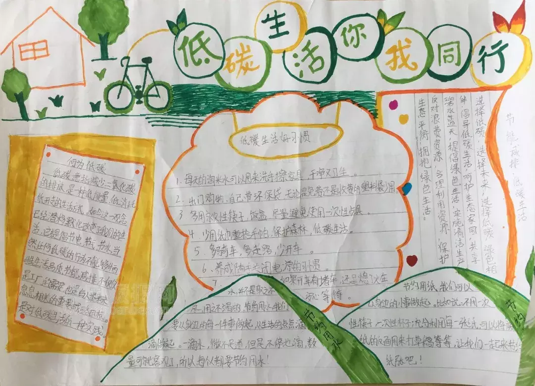 低碳生活手抄报怎么画